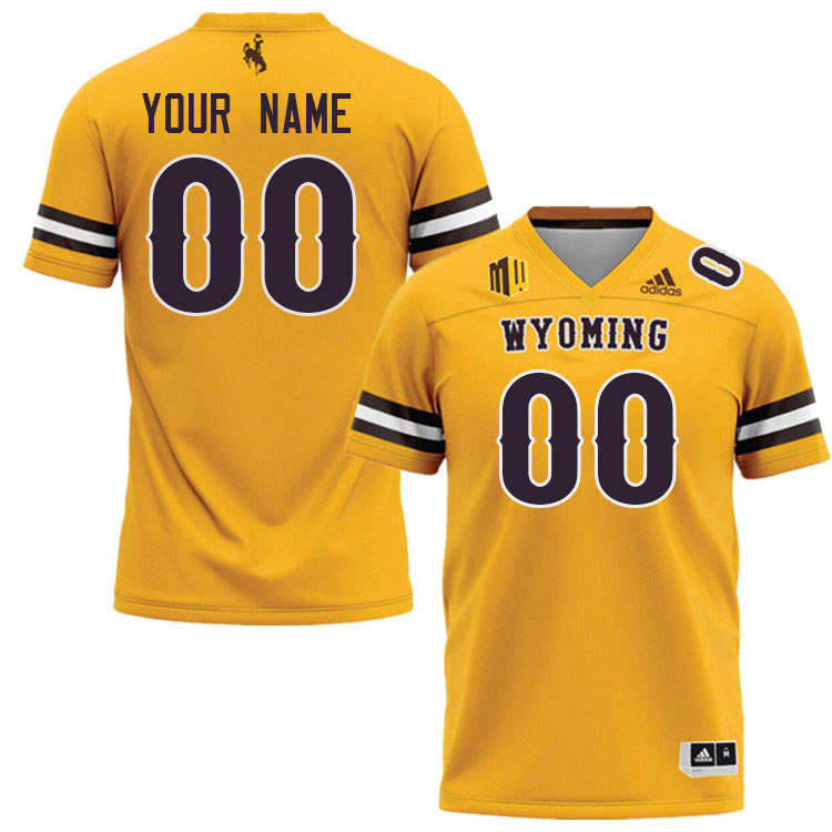 Custom Wyoming Cowboys Player's Name And Number Football Jeseys-Gold